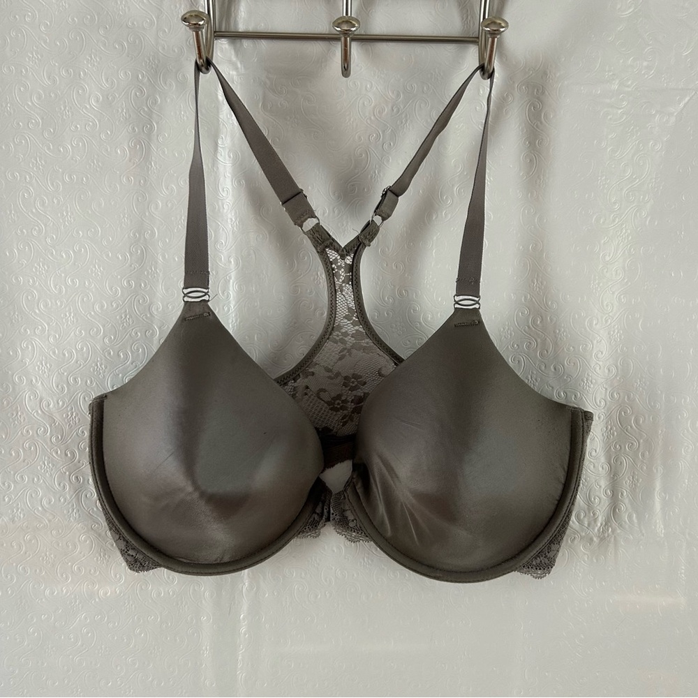 Maidenform Gray Front Closure Racerback Underwire Bra Size 36DD